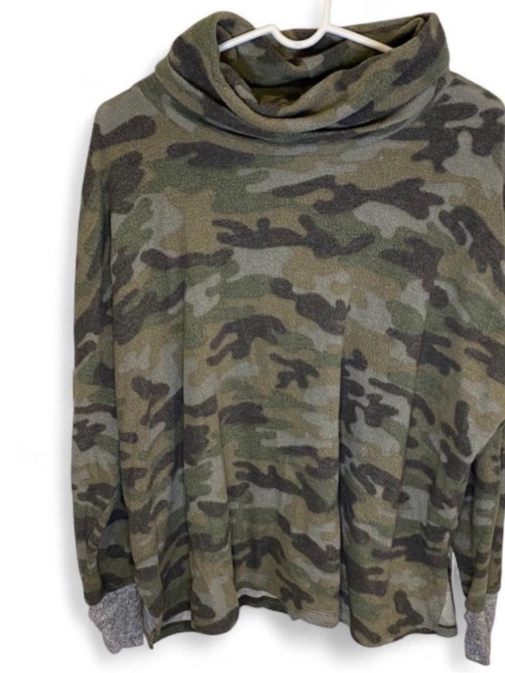 My Story cowl neck camo shirt